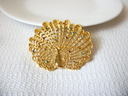 Vintage Royal Peacock Rhinestones Brooch 41020