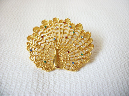 Vintage Royal Peacock Rhinestones Brooch 41020