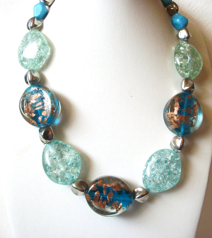 Art Glass Lucite Beaded Chunky Necklace 121220