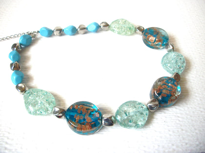 Art Glass Lucite Beaded Chunky Necklace 121220