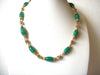 Vintage Gold Green Glass Shorter Length Necklace 121220