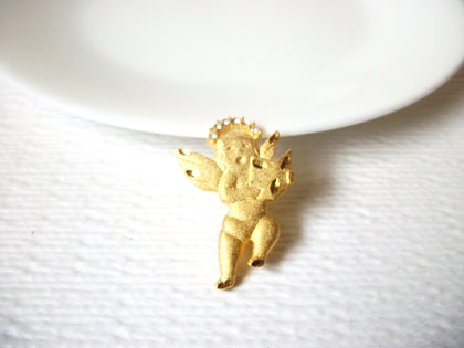 Vintage 1950s Gold Toned Angel Brooch Pin 121620
