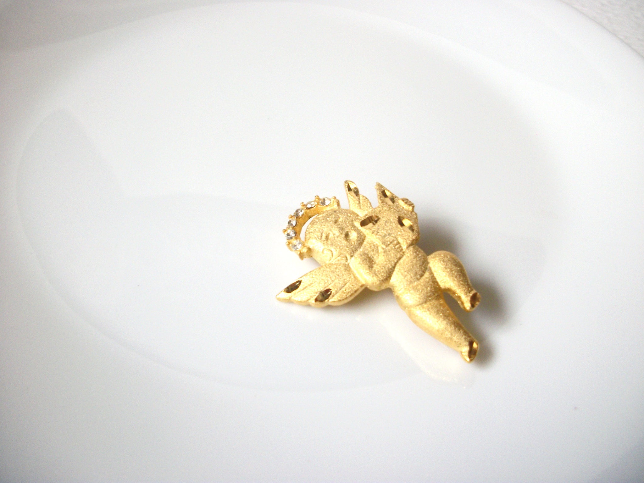 Vintage 1950s Gold Toned Angel Brooch Pin 121620