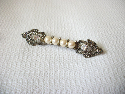 Victorian Pearls Rhinestones Bar Brooch 41020
