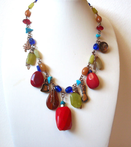 Colorful Copper Stone Glass Southwestern Hand Made Necklace 121320