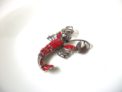 Vintage Red Rhinestone Lobster Larger Brooch Pin 121620