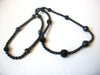 Black Long Czech Glass Necklace Hand Made 121320