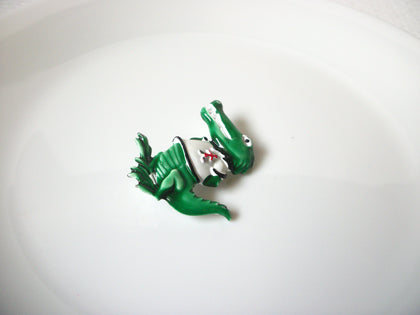 Vintage Green Crocodile Brooch Pin 121620
