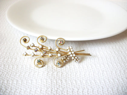 Vintage 1950s Glass Milk Rhinestones Spray Brooch 41120