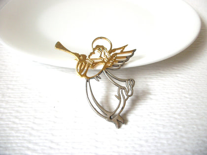 Larger Vintage 1950s Sterling Silver Angel Brooch Pin 121620