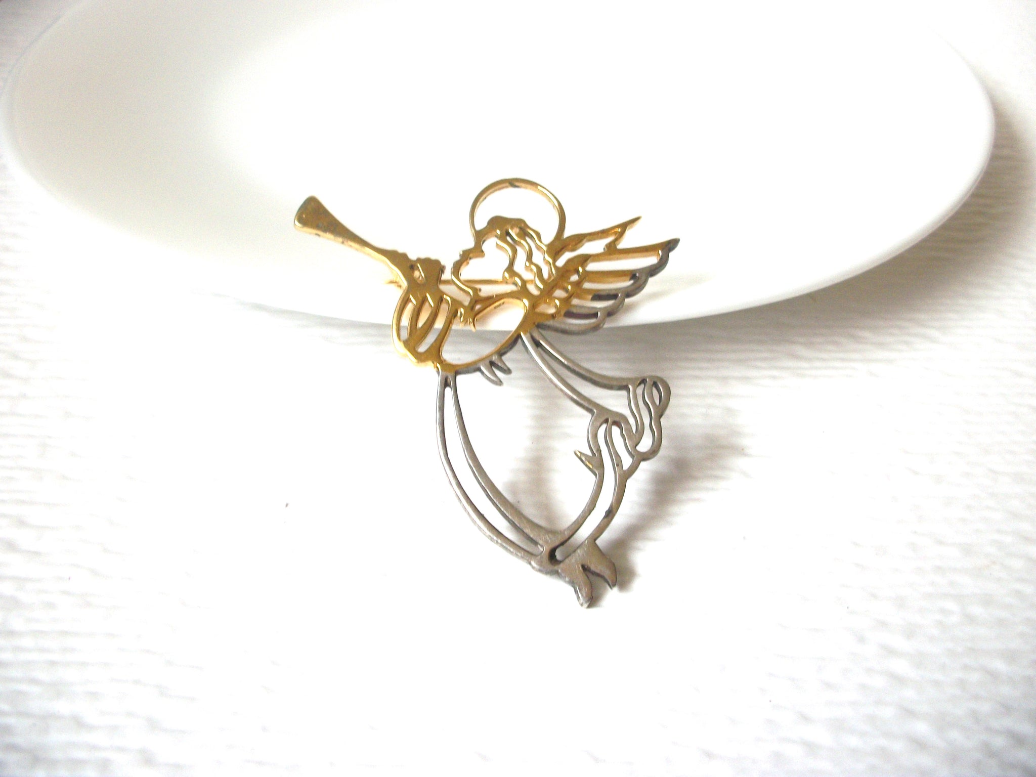 Larger Vintage 1950s Sterling Silver Angel Brooch Pin 121620