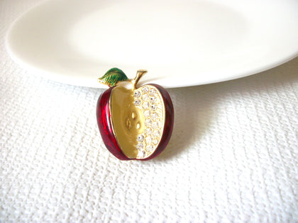 Vintage Sliced Apple Rhinestones Brooch 41120