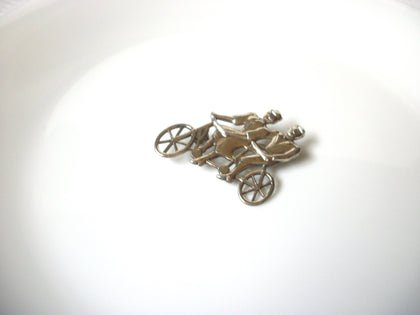 Vintage 1950s Sterling Silver Couples Riding Tandem Bike Brooch Pin 121620