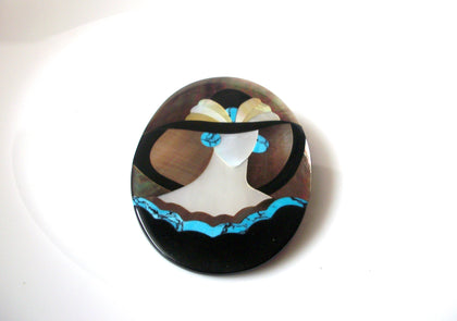 Vintage Mother Of Pearl Lady Brooch Pin 121620