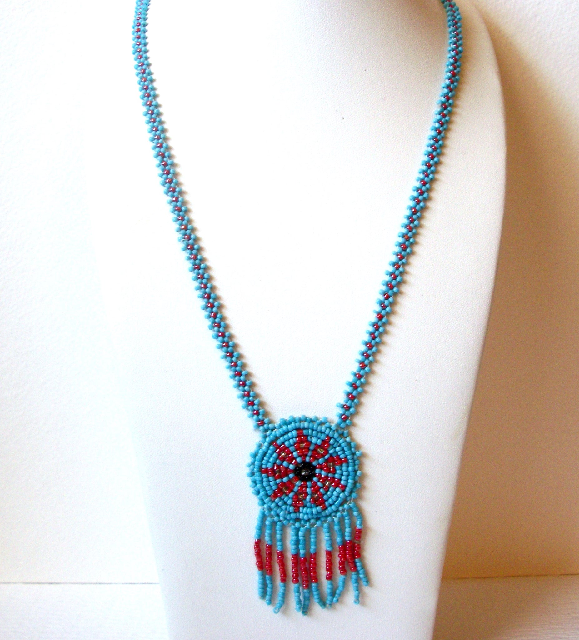 Colorful Native American Glass Hand Made Necklace 121320