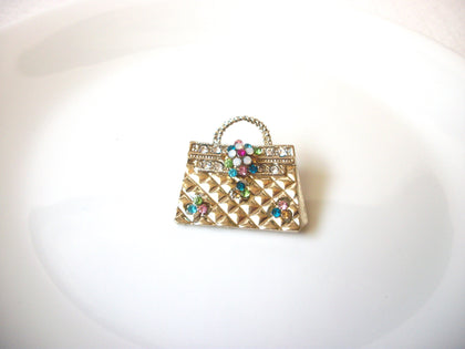 Vintage Rhinestone Purse Brooch Pin 121720