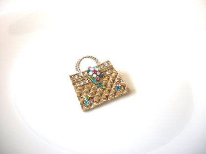 Vintage Rhinestone Purse Brooch Pin 121720