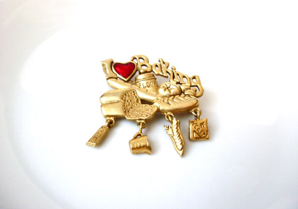 Vintage DANCRAFT I Love Baking Brooch Pin 121920