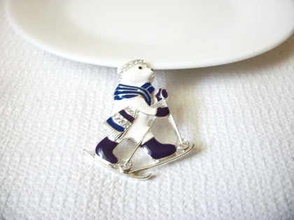 Vintage Enameled Polar Bear Brooch 41120