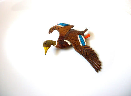 Vintage Leather Hand Made Flying Duck Brooch Pin 121720