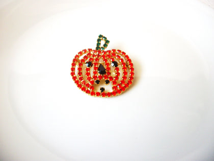 Sparkling Orange Rhinestones Jack O Lantern Brooch Pin 121320