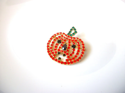 Sparkling Orange Rhinestones Jack O Lantern Brooch Pin 121320