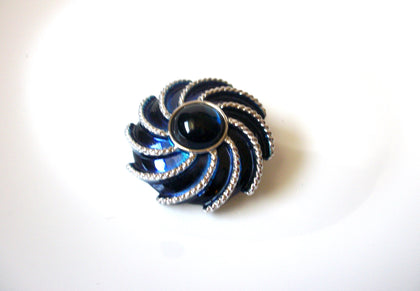 Vintage Silver Blue Swirl Brooch Pin 121720