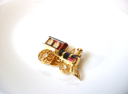 Beautiful SMITHSONIAN For Avon Clear Rhinestones Train Brooch Pin 121620