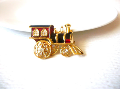 Beautiful SMITHSONIAN For Avon Clear Rhinestones Train Brooch Pin 121620