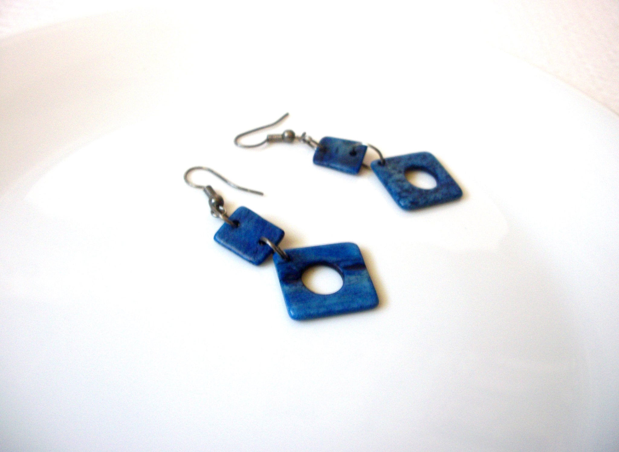 Hand Made Blue Lucite Shell Dangle Earrings 121720