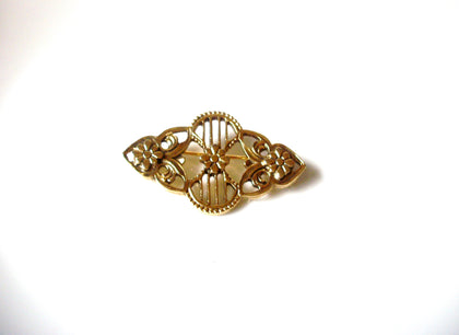 Vintage Art Deco Gold Toned Brooch Pin 121920