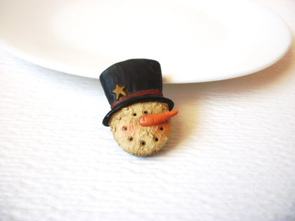 Vintage Hand Molded Snowman Brooch Pin 121320