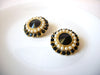 Vintage Black Rhinestone Faux Pearl Clip On Earrings 121720