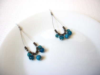 Blue Glass Wood Earrings 121720    Hand Made By Sonja