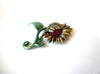 Vintage DD Stamped Flower Sunflower Brooch Pin 121720