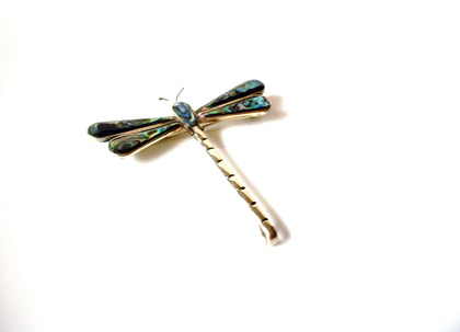 Vintage Mexican Alpaca Dragonfly Silver Brooch Pin 121920