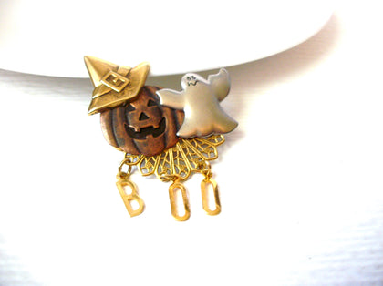 Vintage Halloween Ghost Goblin Copper Brass Silver Brooch Pin 121820