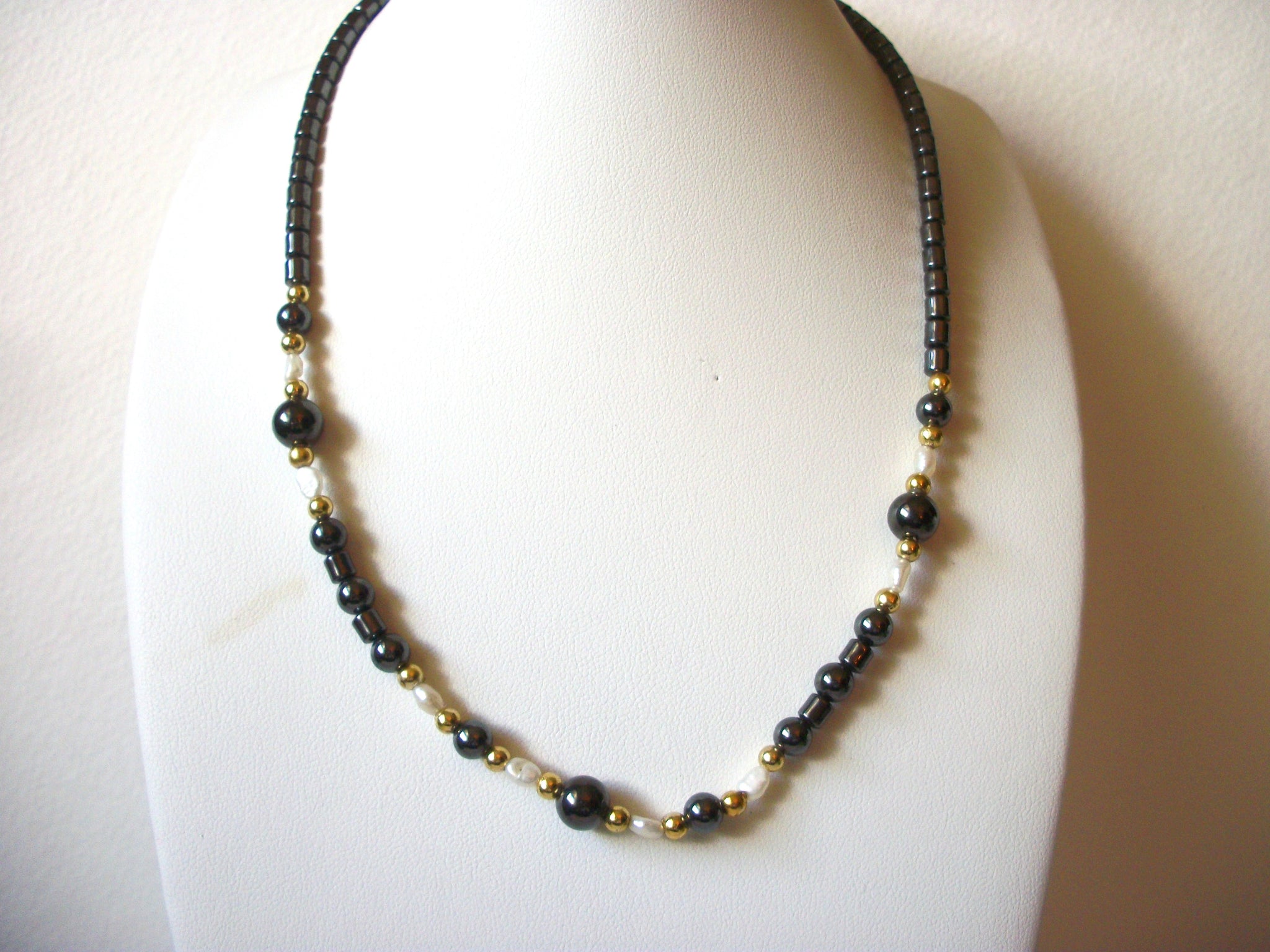 Retro Hematite Pearl Necklace 61020