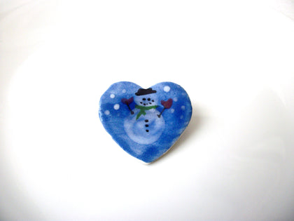 Vintage 1950s Ceramic Heart Brooch Pin 121820