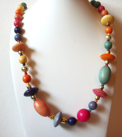 Retro Colorful Wood Necklace 62720