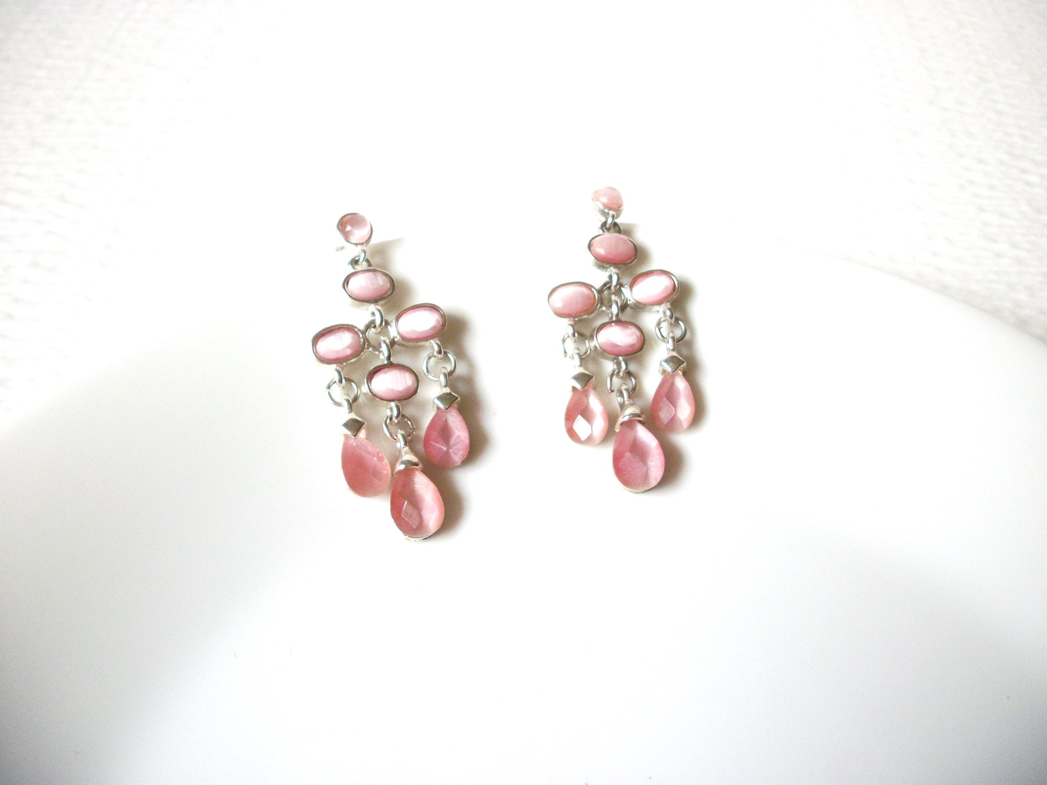 Retro Pink Glass Dangle Earrings 121920