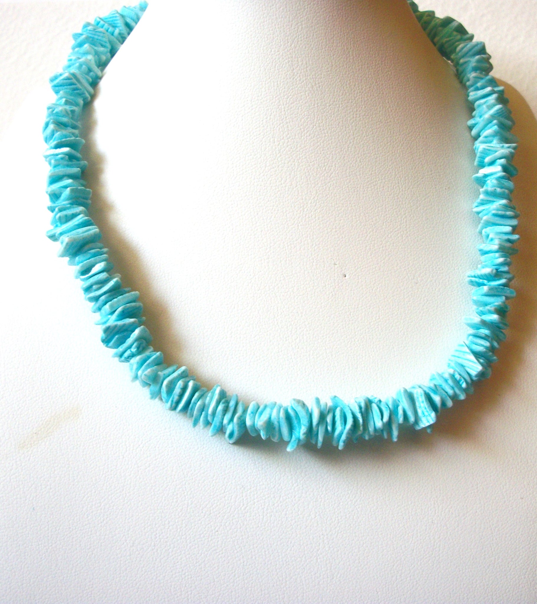 Retro Light Blue PUKA Shell Necklace 61820