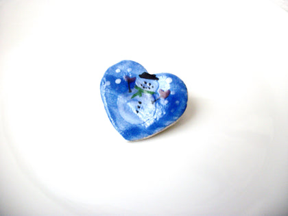 Vintage 1950s Ceramic Heart Brooch Pin 121820