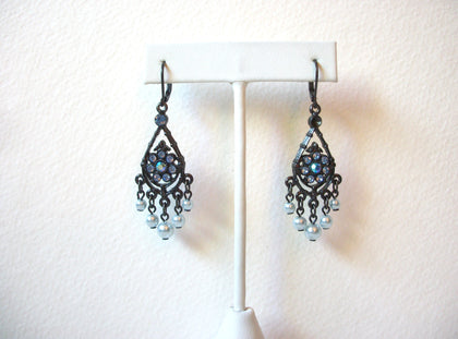 Vintage Gun Metal Pearl Earrings 61520