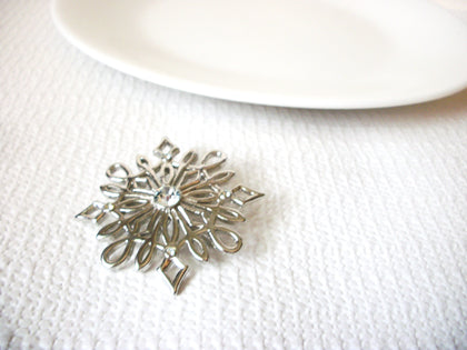 Vintage Rhinestone Snowflake Brooch 41120