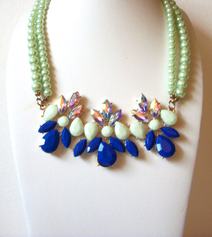 Retro Blue Mint Green Statement Necklace 60920