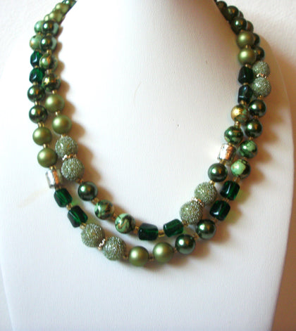 JAPAN Green Sugar Beads Glass Necklace 61920