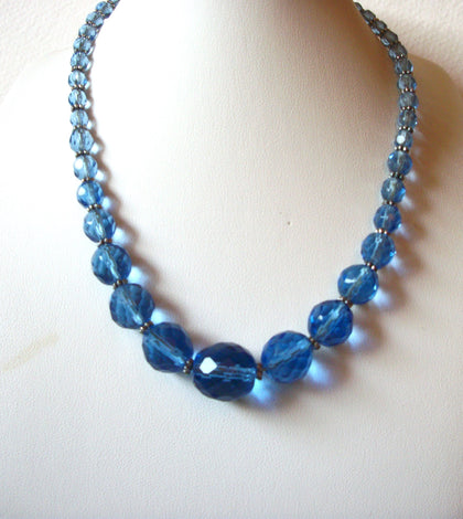 Vintage Blue Czech Glass Necklace 61920