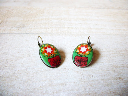 German Limoge Stone Christmas Earrings 62120