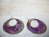 Bohemian Large Earrings Pink Purple Seed Beads 62720